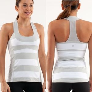 Lululemon Scoop Neck Tank Gray Stripped